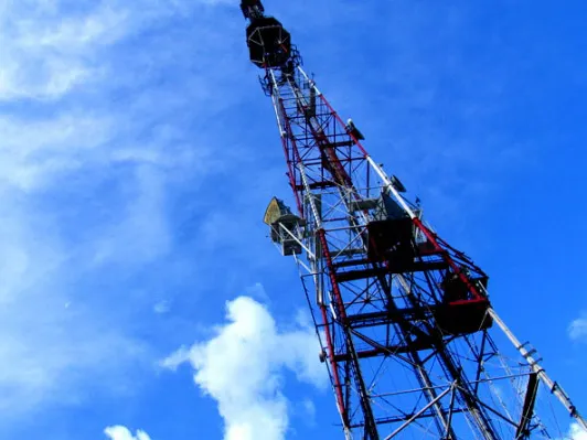 Покраска телебашни в городе Омске