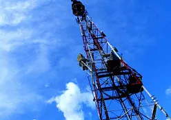 Покраска телебашни в городе Омске